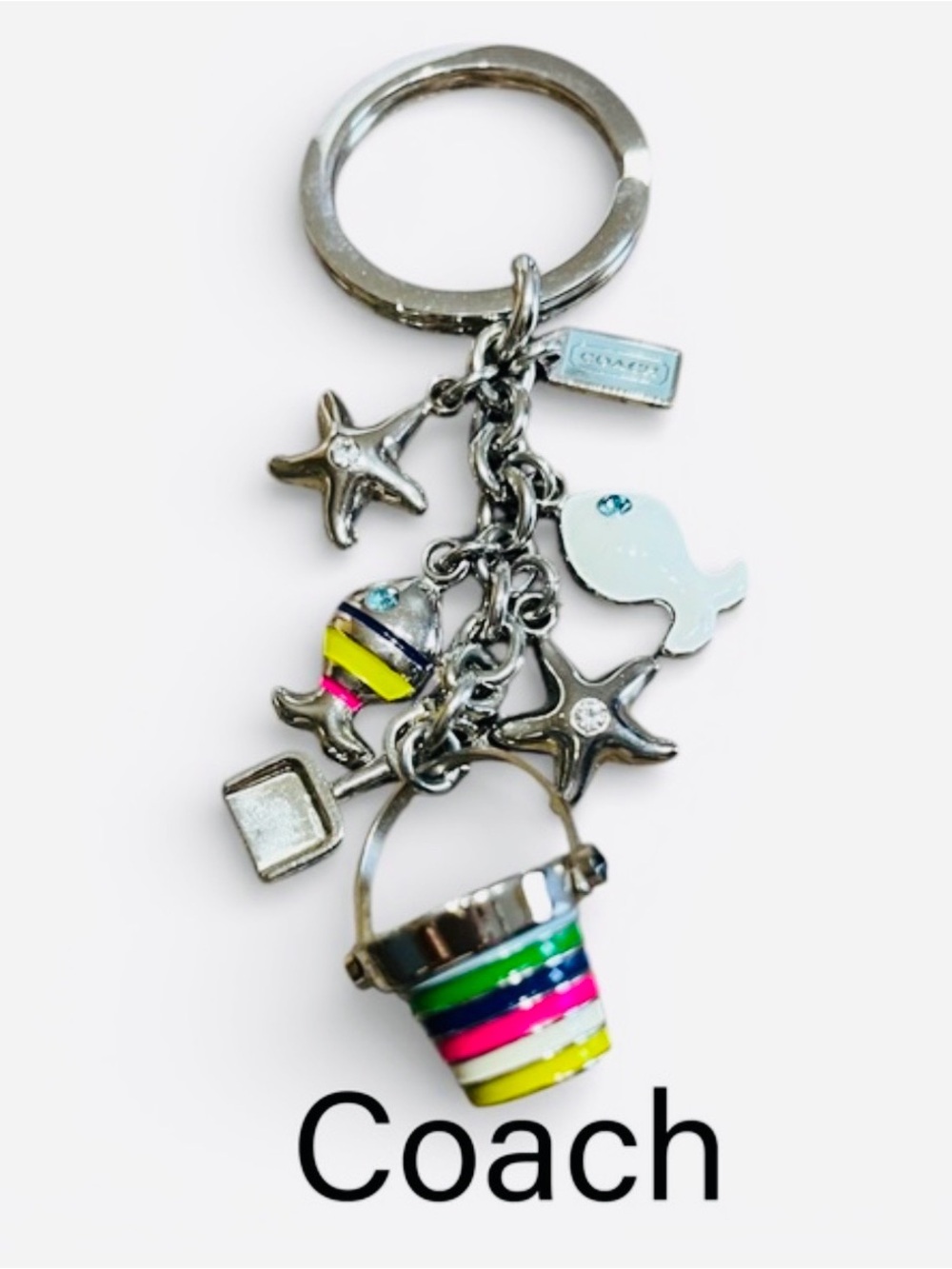 COACH Legacy “Day At The Beach” Bag Charm Keychain Fob #92097 - Like New