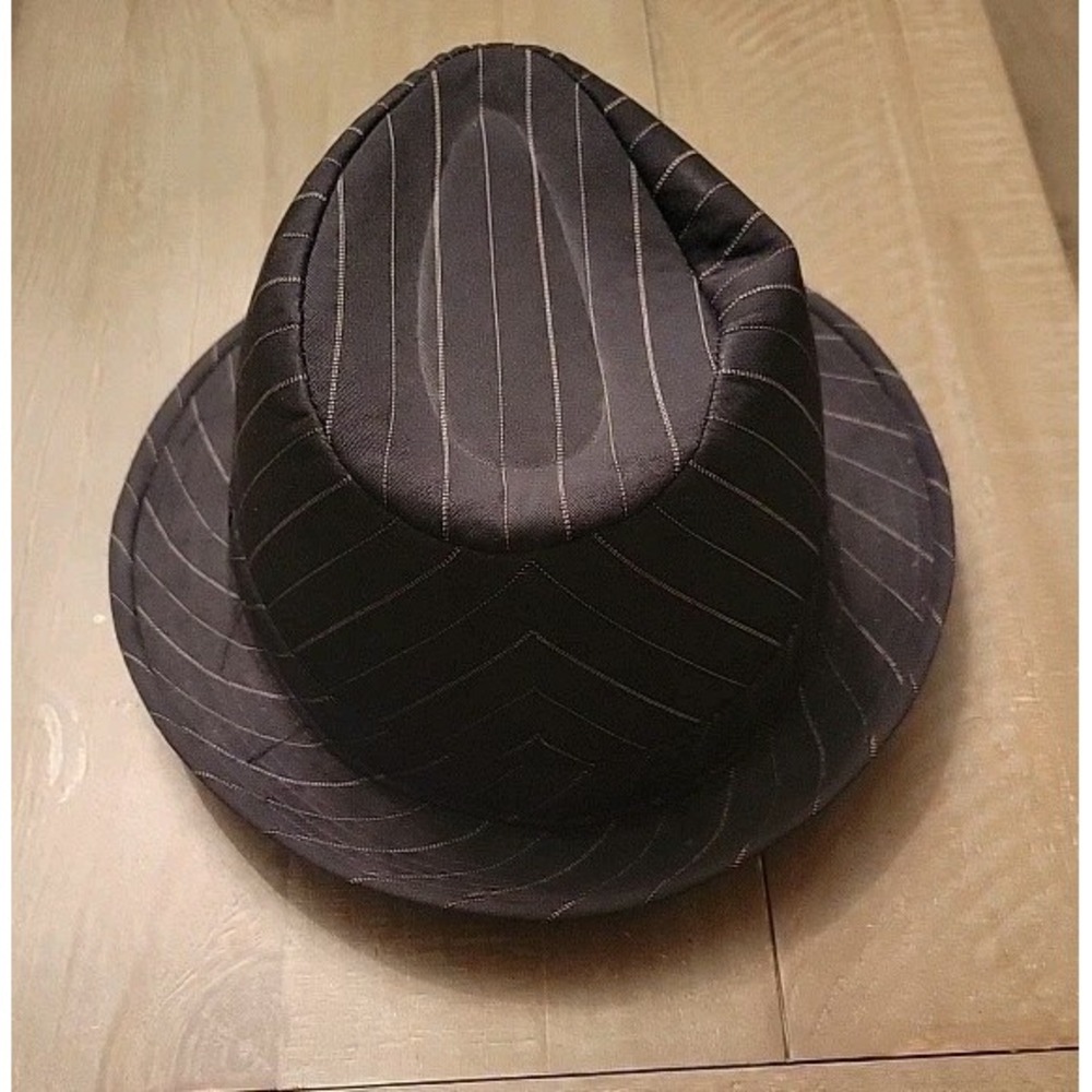 Mens Manhattan Vtg‎ Look Gangster Trilby Fedora Hat Short Brim Striped Jazz Cap