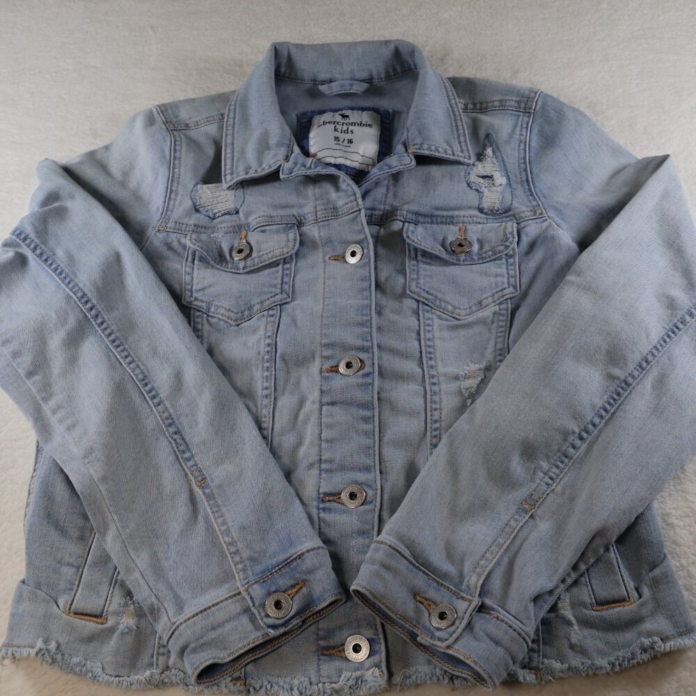 Abercrombie Kids Jacket 15/16 Distressed‎ Light Denim Jacket