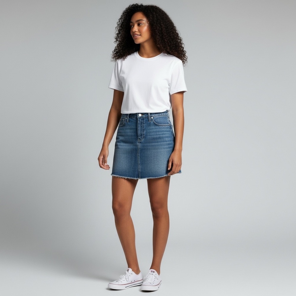 Madewell Rigid A-Line Blue Denim Skirt