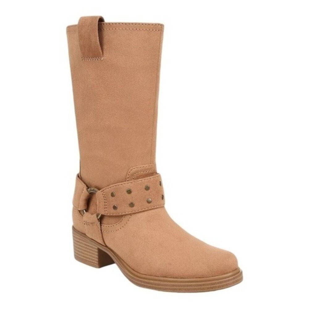 Zodiac Women's Tan‎ Jolie Moto Studded Mid-Calf Boots Size 9.5M