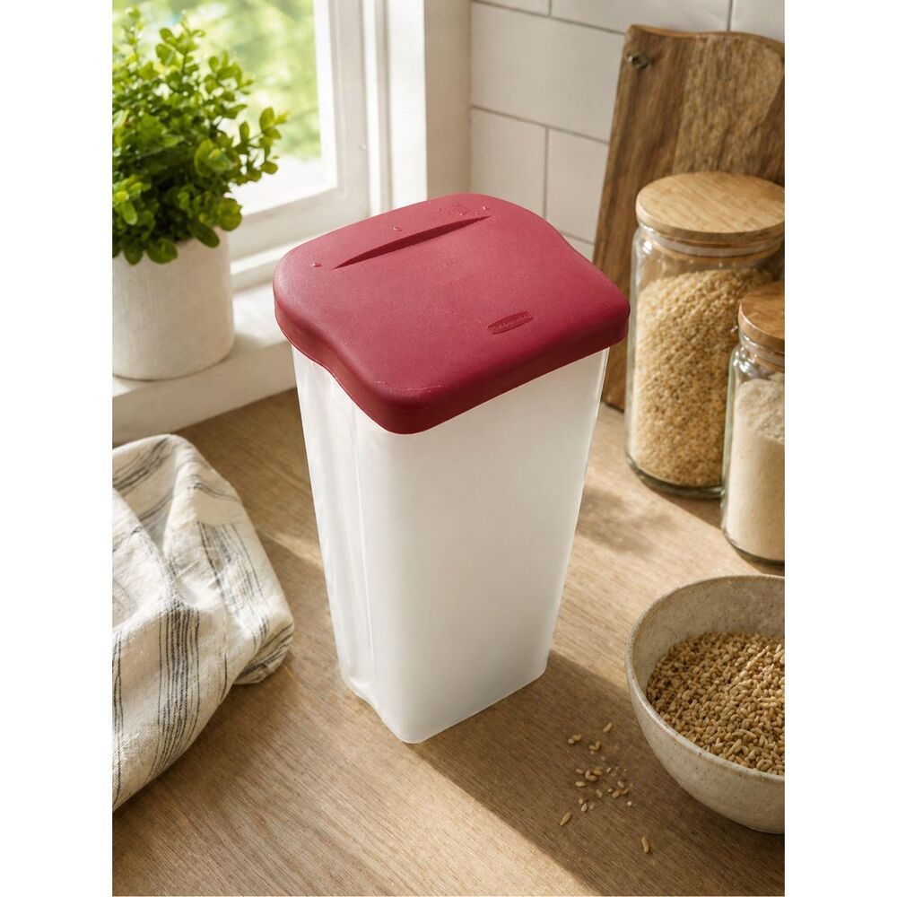Rubbermaid Dry Food Storage Container White w/ Red Lid Kitchen Pantry Organizer