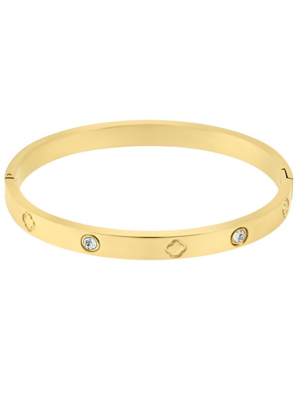 Adornia Tarnish Resistant Cubic Zirconia and Clover Bangle Bracelet
