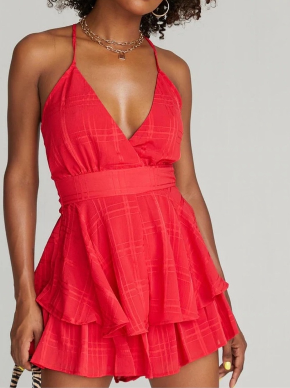 Princess Polly Red Ruffle Tiered Romper