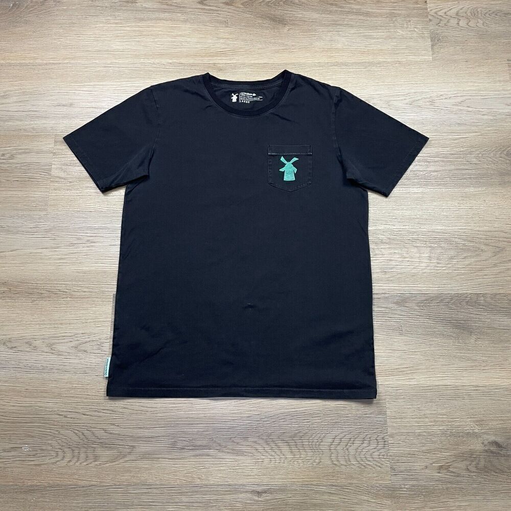 Dutch Bros Coffee Shirt Mens Large Black Pocket Logo Short Sleeve