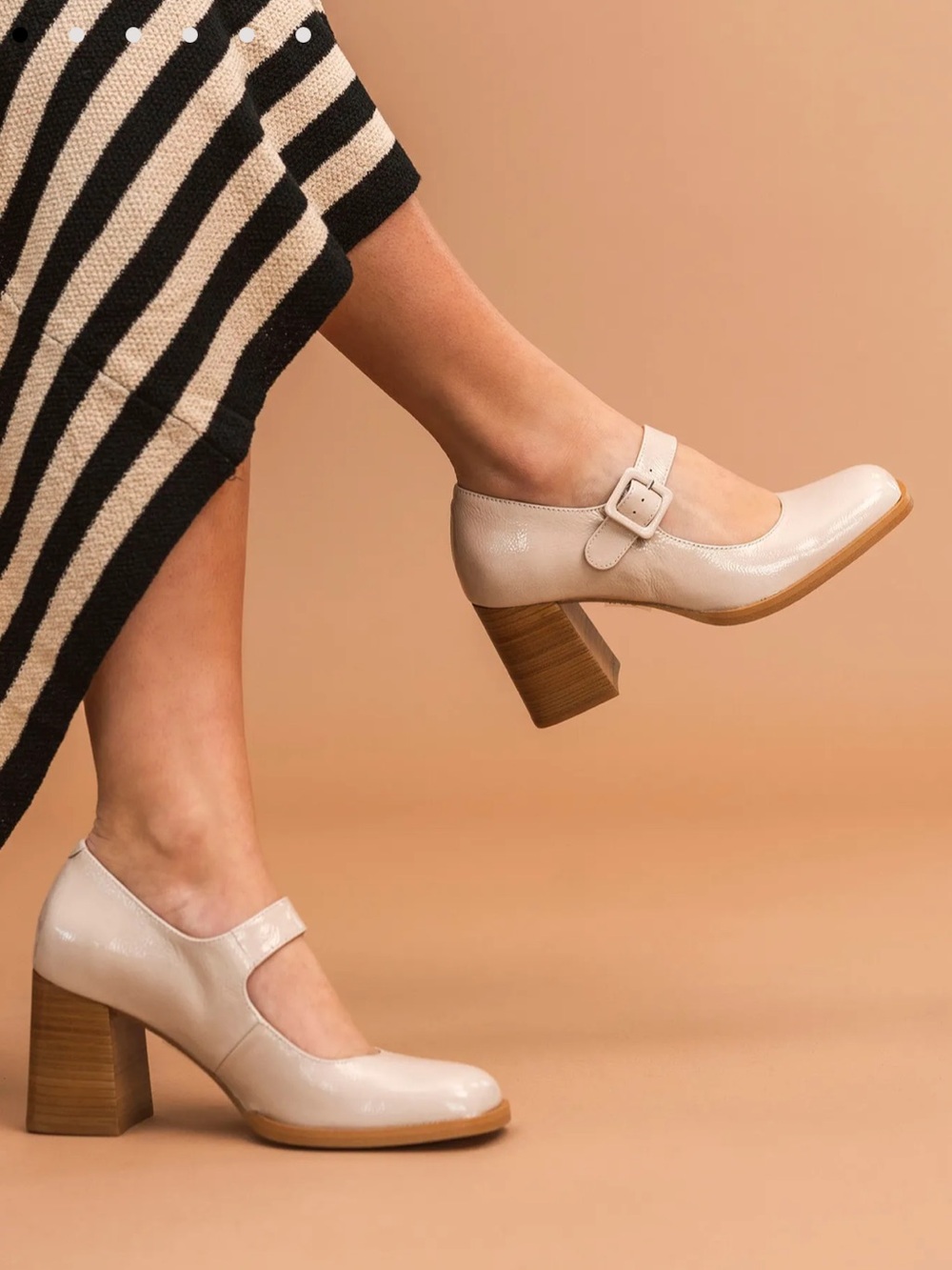 Bocage Iris Pump Mary Jane Block Heel Pumps in Light Beige Size 37