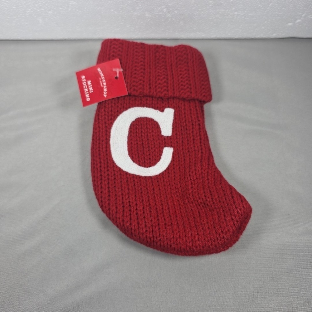 Letter C Wondershop Monogram Mini Christmas Stocking Initial Red Knit Target