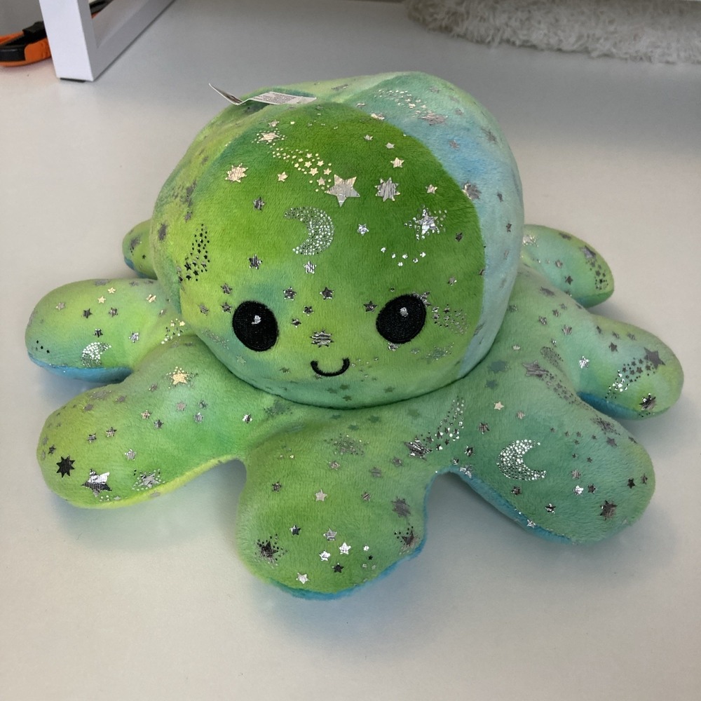 Cute Octopus Green 11 Inch Reversible Soft Stuffed Toy - Picture 2 of 6