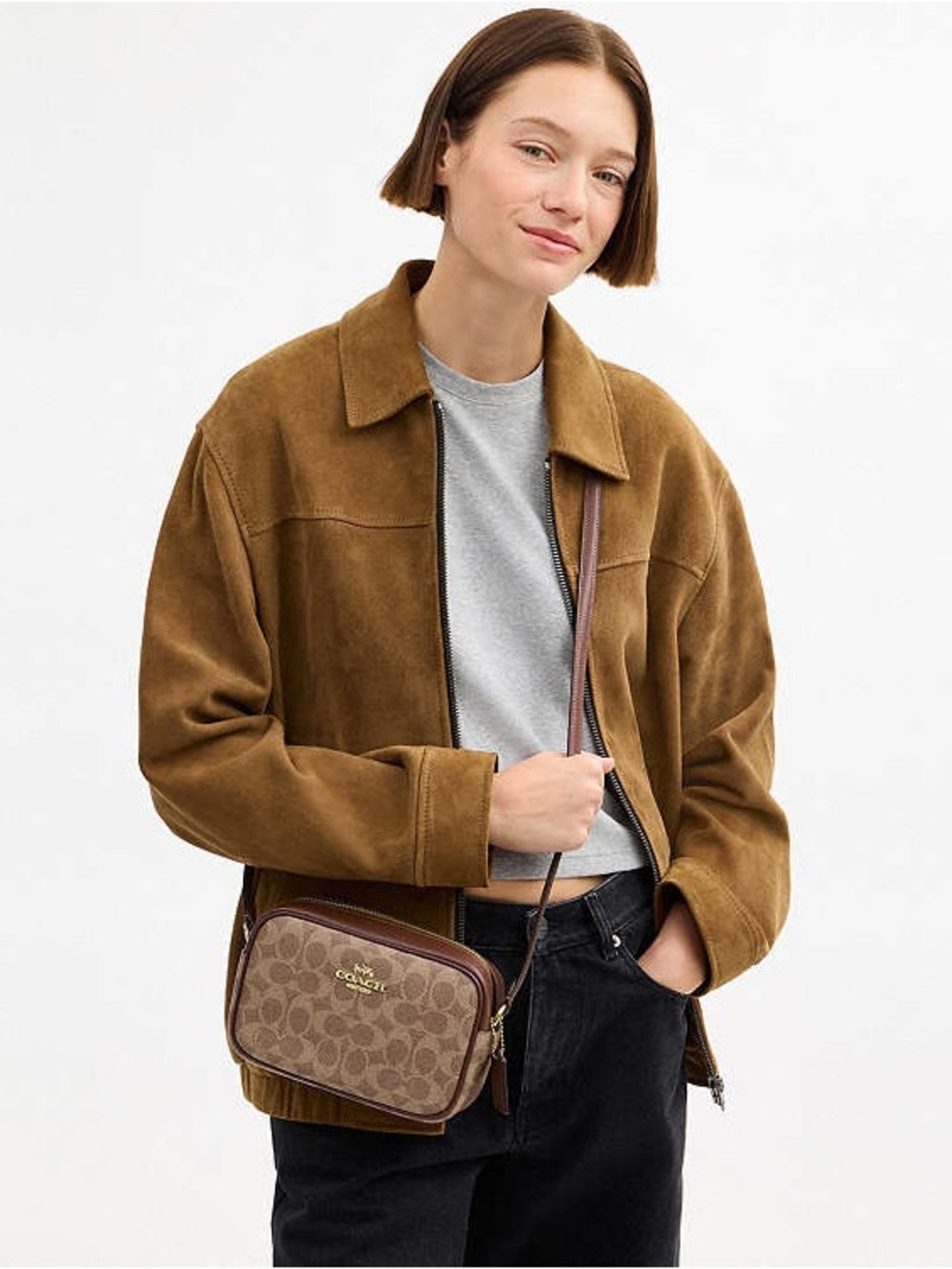 Coach Mini Jamie Camera Bag In Signature Canvas Gold/Tan/Brown Crossbody - Picture 2 of 8
