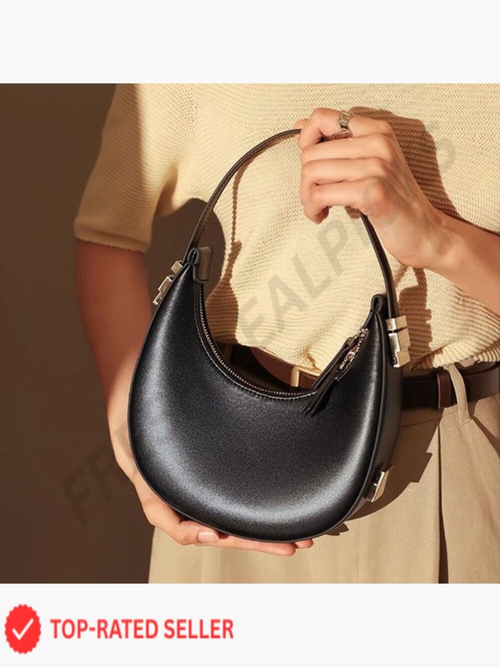 Trendy Cute Hobo Shoulder Bag Crossbody Handbag Double Zipper Clutch Purse - Picture 7 of 7
