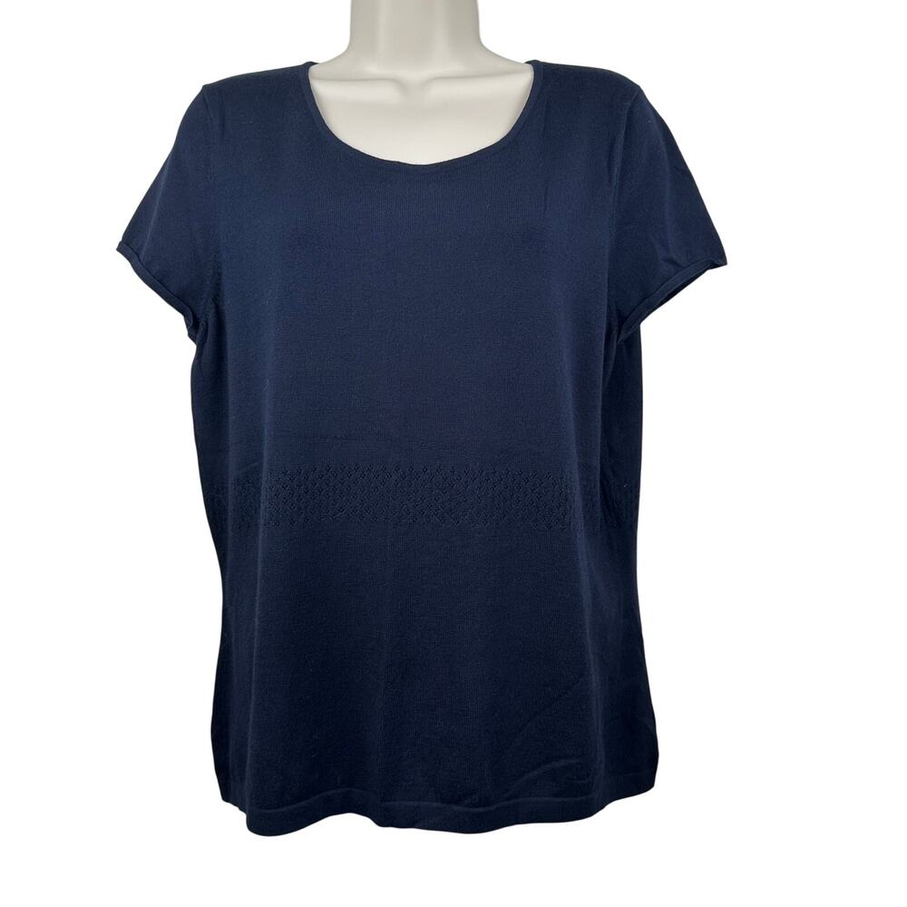 Talbots Knit Sweater Viscose Cap Sleeve Navy Women's XL Office Classic Timeless