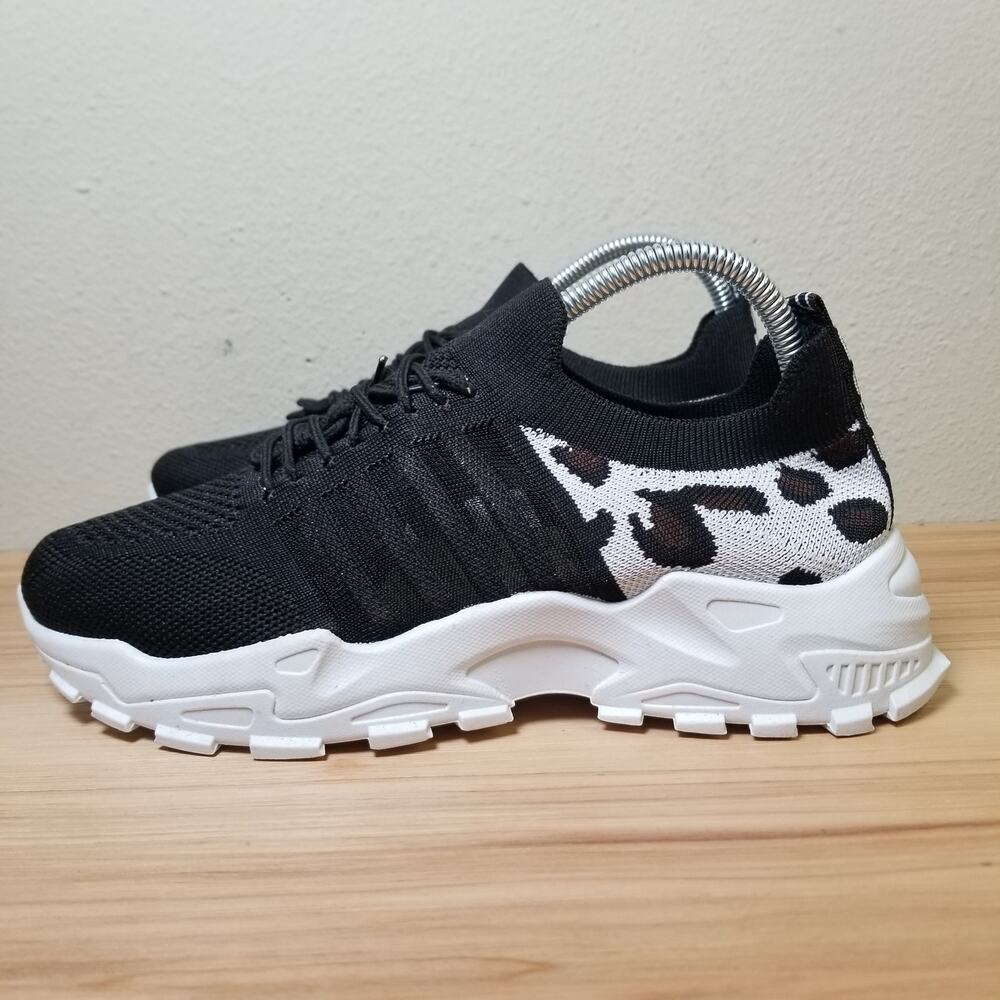Animal Print Gym Shoes Chunky Black White Cheetah Leopard Tik Tok Famous Size 42