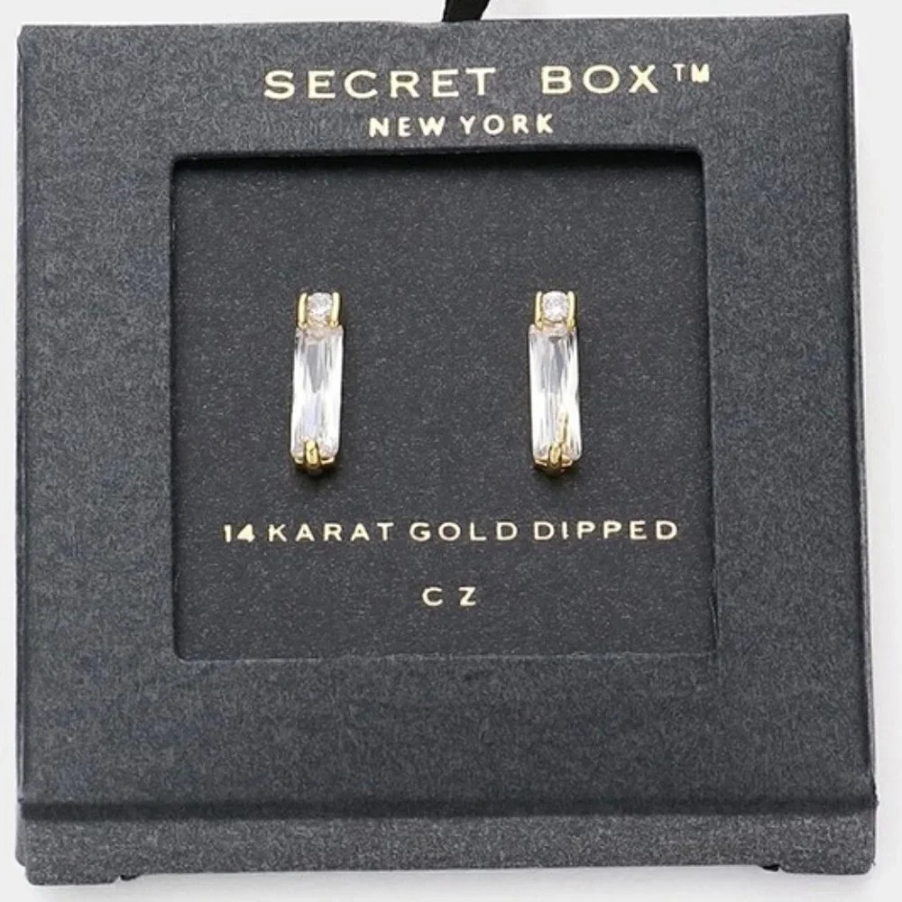 14K GOLD RHINESTONE STUD EARRINGS - Picture 1 of 1