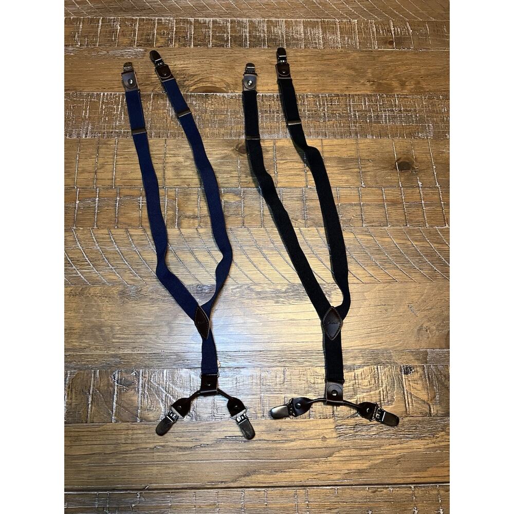 Lot of 2 Kids Navy and Black Adjustable Suspenders Jabeu Wedding Church Event