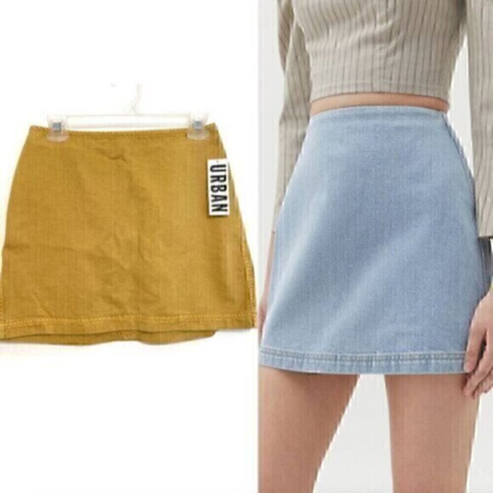 NEW NWT BDG URBAN OUTFITTERS Sara Twill High Waisted Mini Skirt Mustard Yellow S