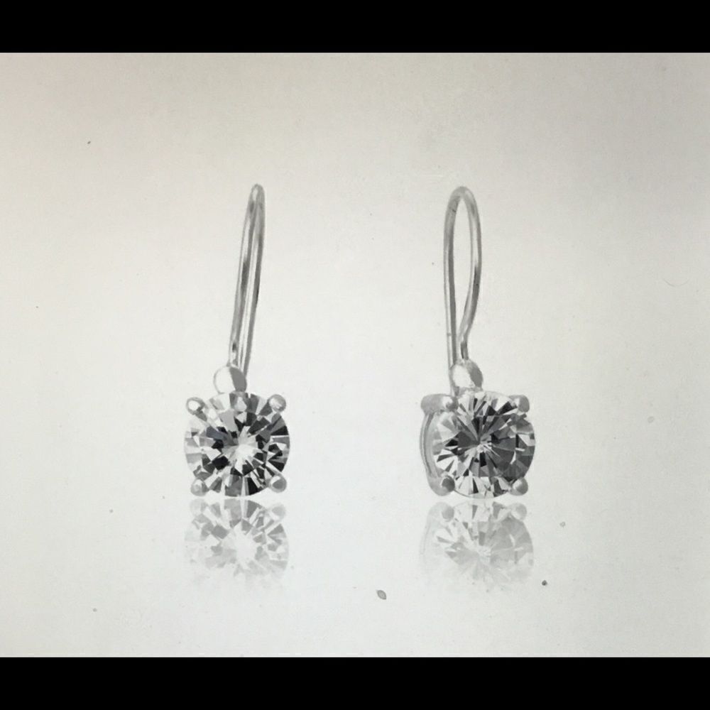 2 Ct. Round Sim Diamond French Hook Drop Dangle Earrings~925 SS - Picture 2 of 3