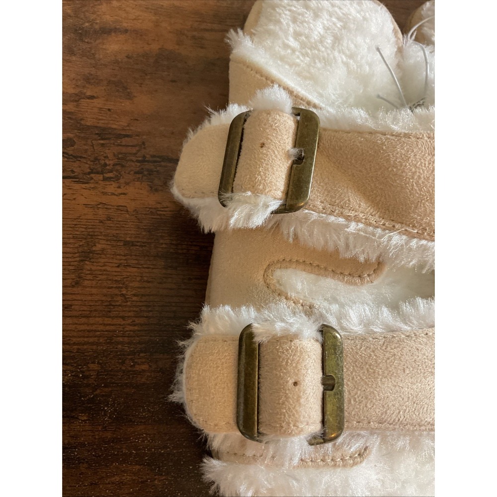 Womens Sonoma Lined Double Strap Slippers~Memory Foam~Tan/Ivory~ Size Medium 7/8 - Picture 2 of 10