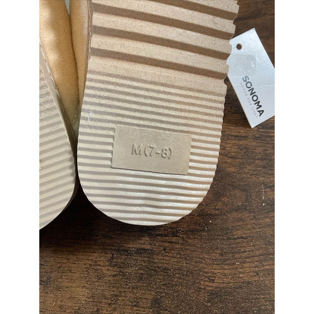 Womens Sonoma Lined Double Strap Slippers~Memory Foam~Tan/Ivory~ Size Medium 7/8 - Picture 8 of 10