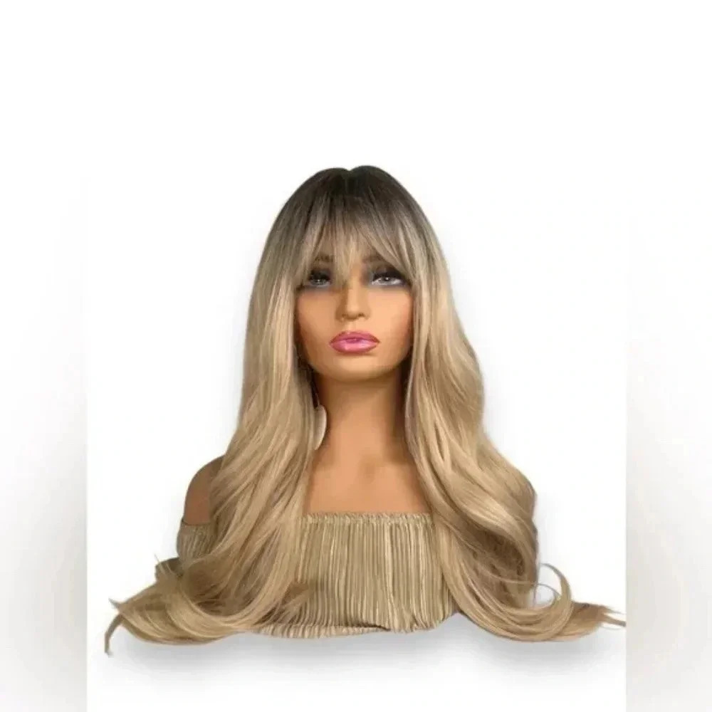 26 Inch Balayage Ombre Brown to light Blonde wavy Wig
