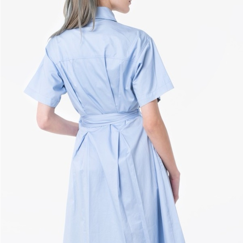 Guess Blue A-Line Midi Dress with Cuffed Sleeves - Picture 2 of 8