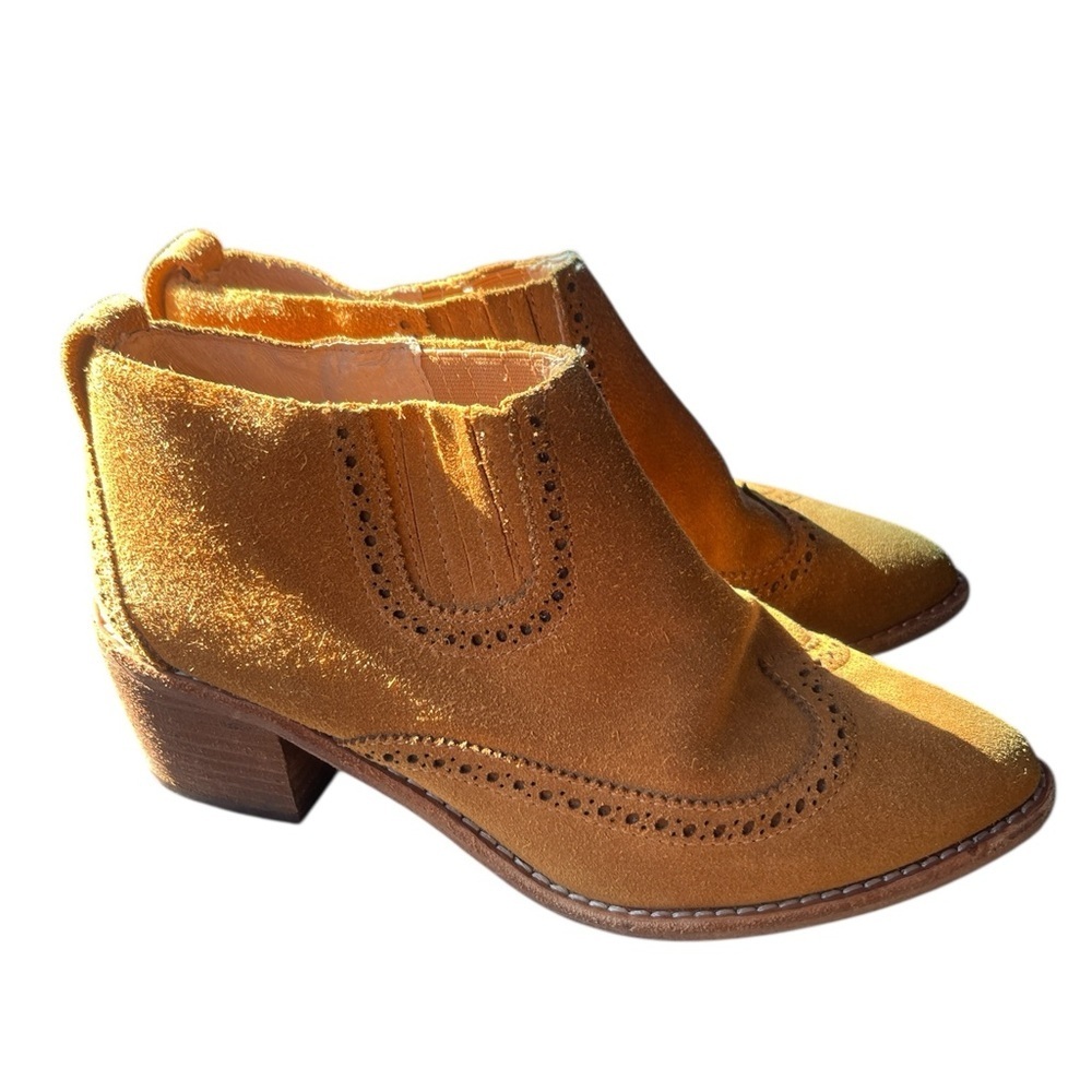 Madewell Suede Western Ankle Booties Women’s Size 6 – Tan Pointed Toe Low Heel - Picture 3 of 4