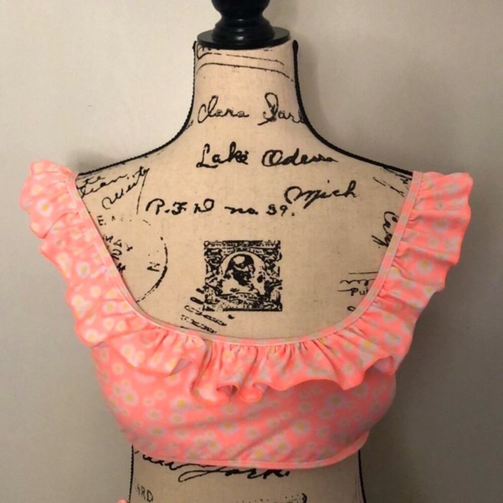 NWT! Cabana Del Sol Neon Bikini with Floral Print Size Large - Picture 3 of 11
