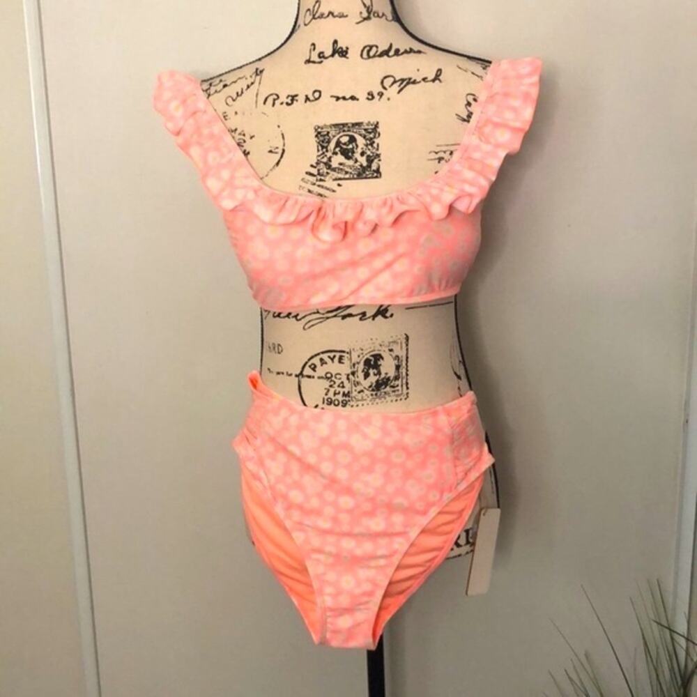 NWT! Cabana Del Sol Neon Bikini with Floral Print Size Large - Picture 2 of 11