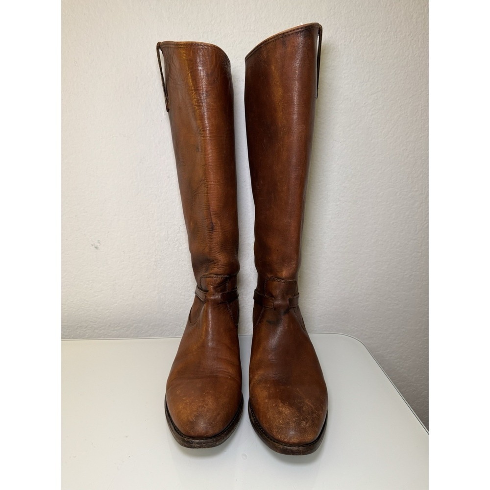 Frye 17-Inch Tall Knee Brown Leather Harness Biker Motorcycle Boots Women 7.5*** - Picture 2 of 16