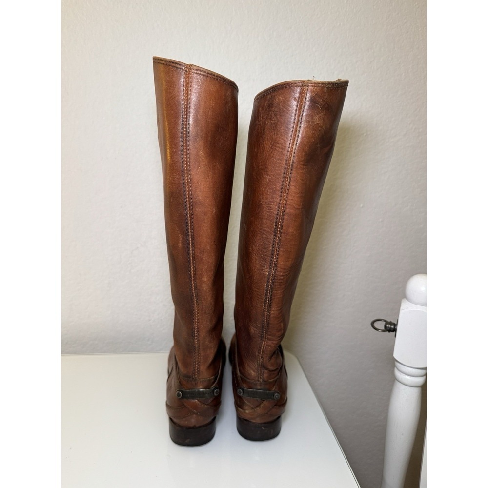 Frye 17-Inch Tall Knee Brown Leather Harness Biker Motorcycle Boots Women 7.5*** - Picture 6 of 16