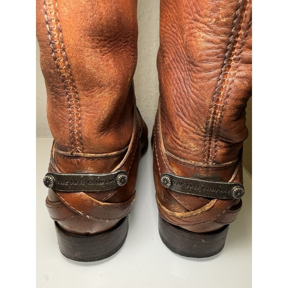 Frye 17-Inch Tall Knee Brown Leather Harness Biker Motorcycle Boots Women 7.5*** - Picture 7 of 16