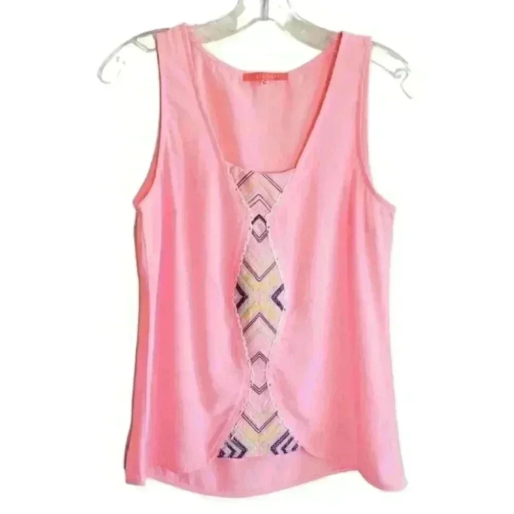 Lulumari Coral beaded semi fitted tank top size small