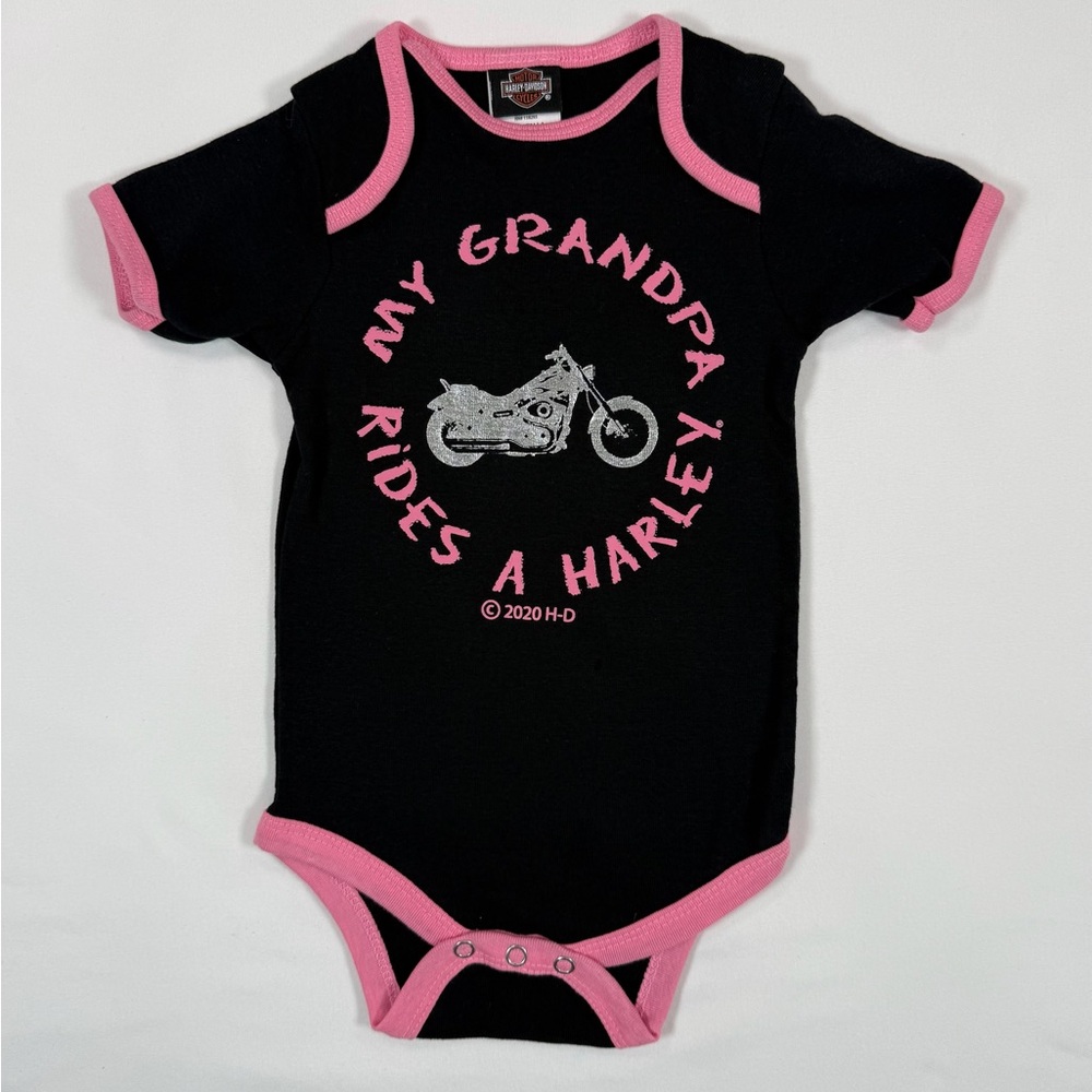 HARLEY DAVIDSON‎ Baby Girls’ “My Grandpa Rides A Harley” Bikercore One Piece 18M
