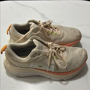 HOKA Women's Cream and Orange Running Shoes
