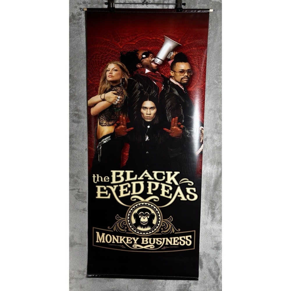 Black Eyedpeas‎ VINYL PROMO BANNER POSTER Monkey Business 2 sided original 18x41 - Picture 2 of 5