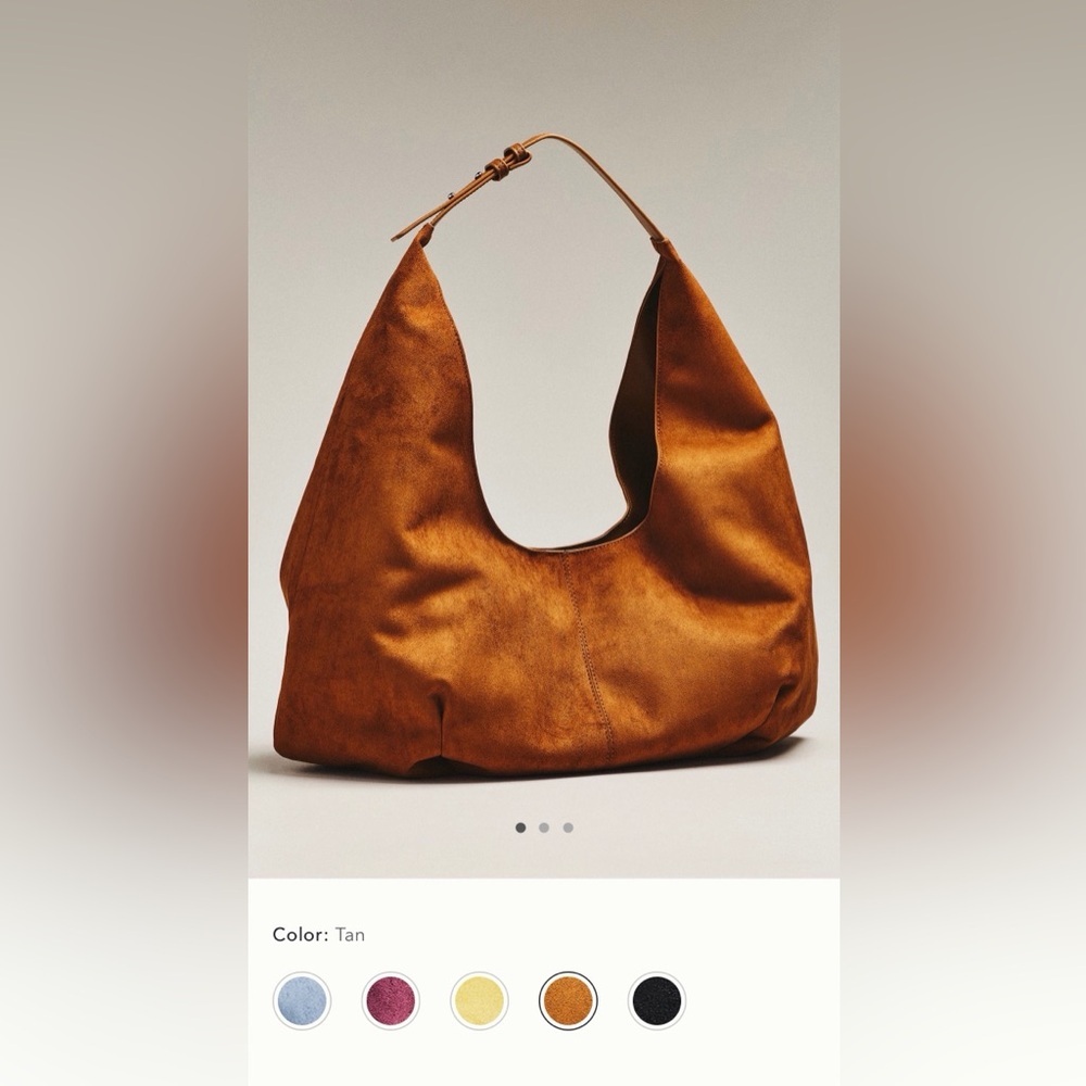 NWT new Anthropologie large faux suede slouchy bag purse tan  Hobo Bag