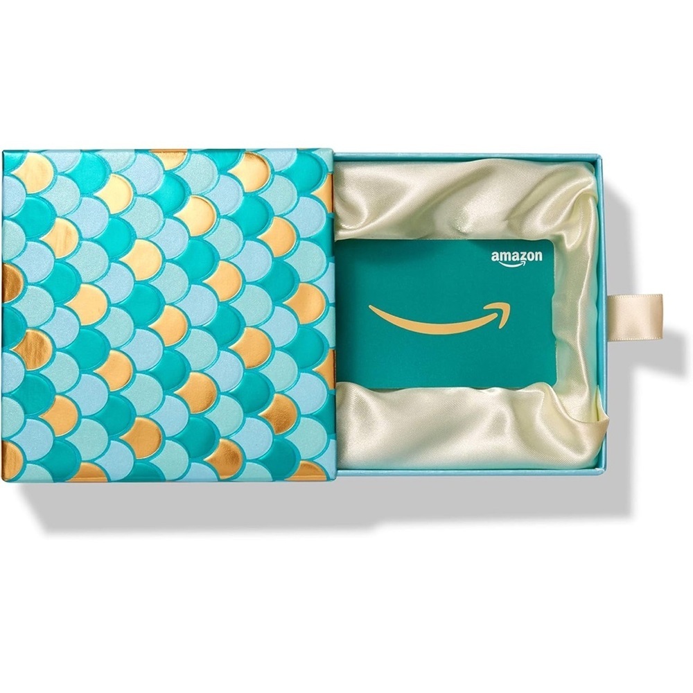 Mermaid Scale Gift Card Box, Teal and Gold, EUC - Picture 2 of 8