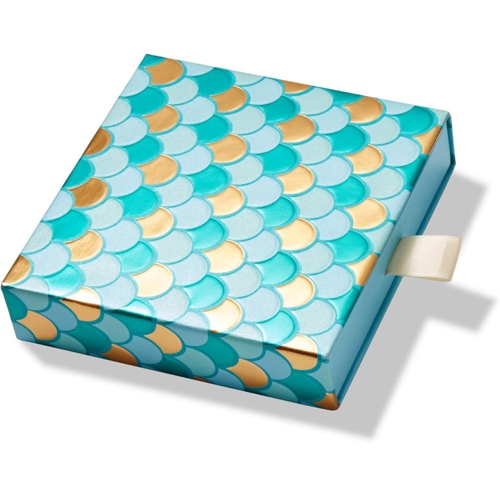 Mermaid Scale Gift Card Box, Teal and Gold, EUC - Picture 3 of 8
