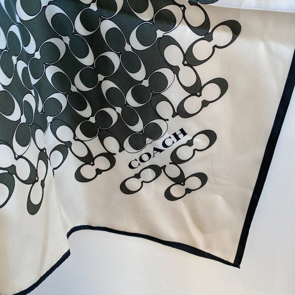 Coach Signature Silk Square Scarf - 35" x 35" Forest Green NWT - Picture 4 of 4