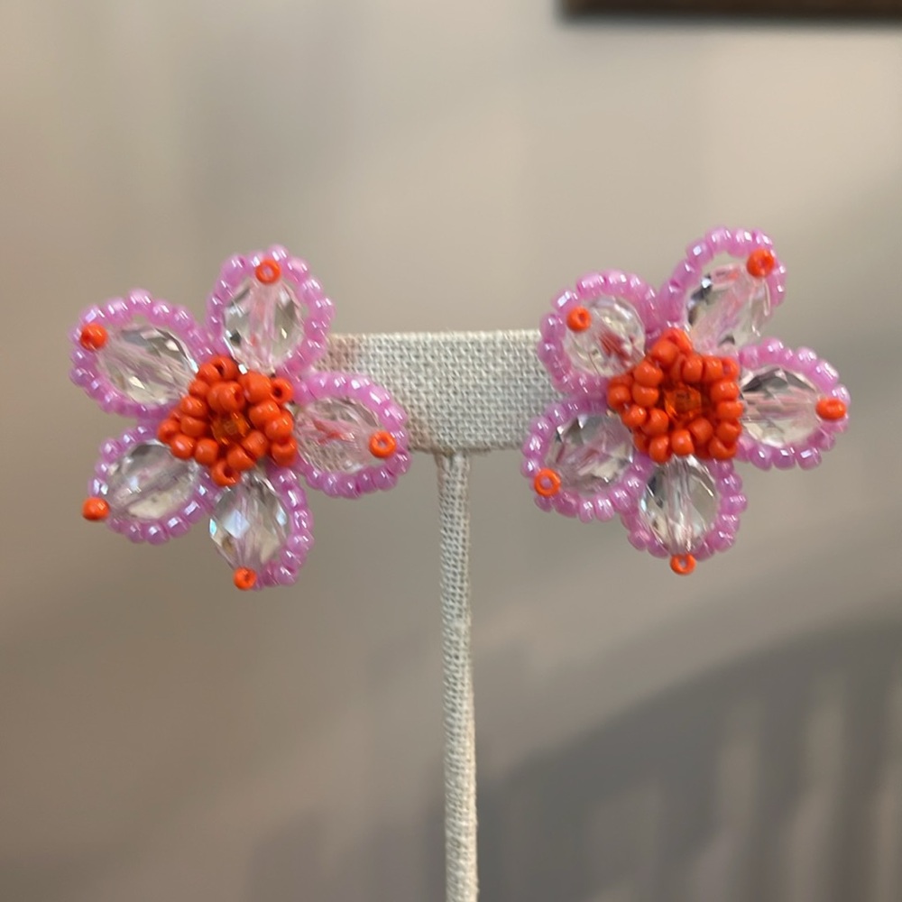 SHEIN VCAY 2 pair Handmade Beaded Flower Earrings - Picture 12 of 16
