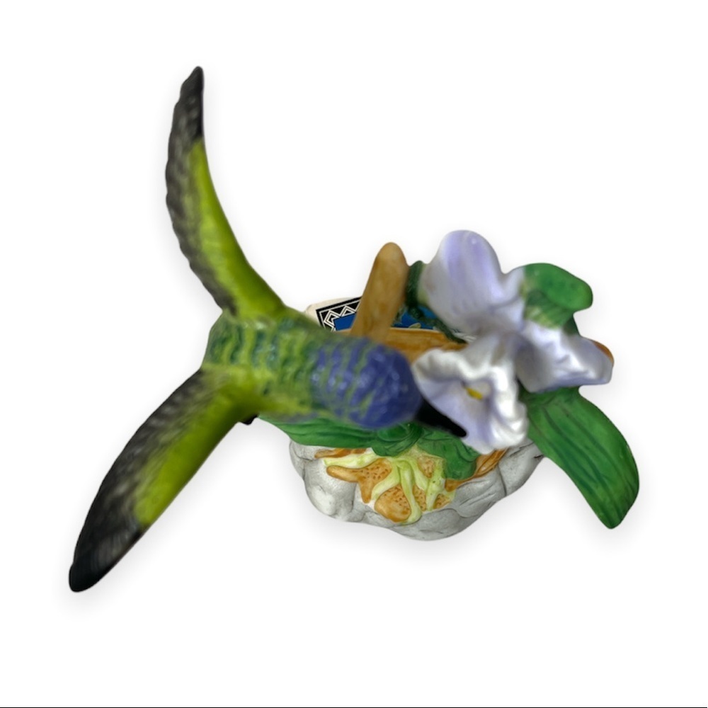 Porcelain Figurine Natures Costas‎ Hummingbird Purple Flower by Russ Berrie - Picture 3 of 12
