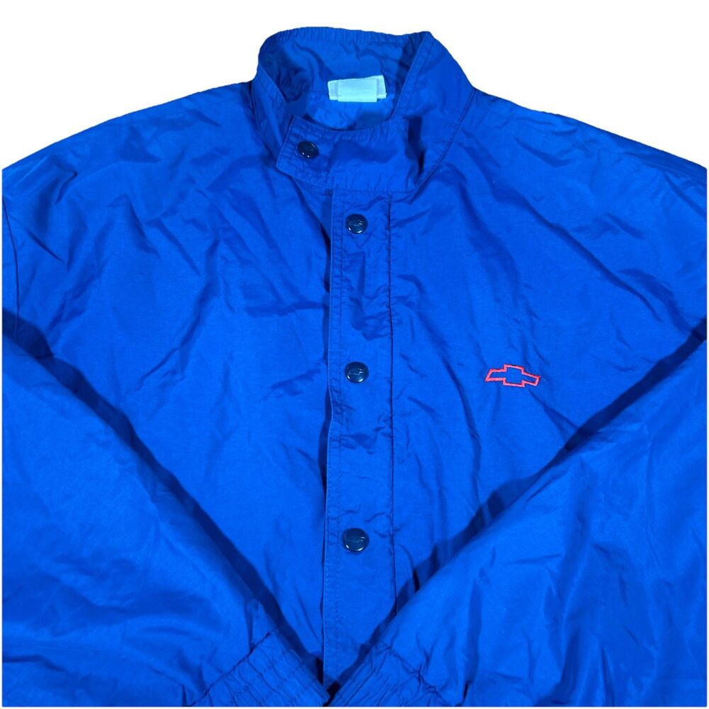 VtG 1989 Chevrolet Certified Technician Men’s L Full Zip‎ Snap Blue Nylon Jacket