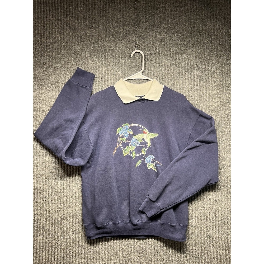 Vintage‎ 90s Hanes Hummingbird Printed Long Sleeve Sweater Size Large
