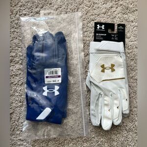 Lot Of 2: Under Armour Men's UA Yard Baseball Batting Gloves Blue & White