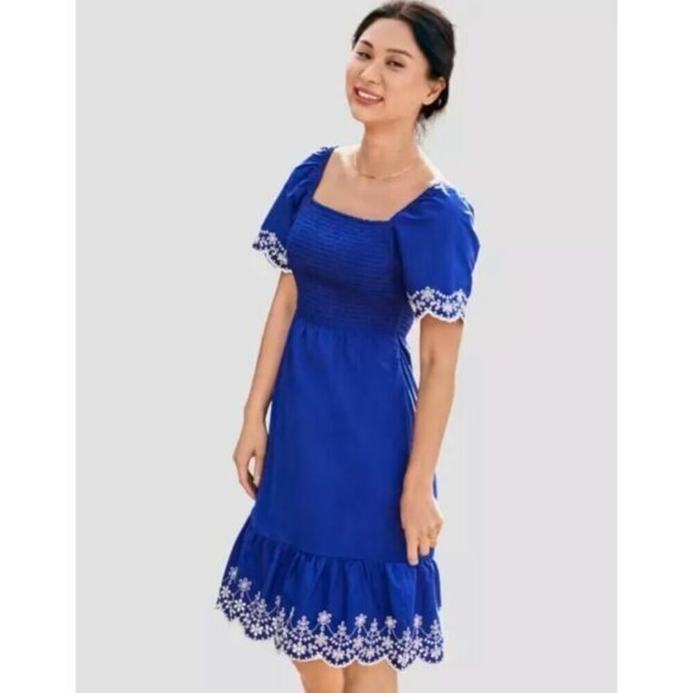 New! Gymboree Womens Mommy And Me Eyelet Dress Blue Belle -Navy‎ Narrows, size M