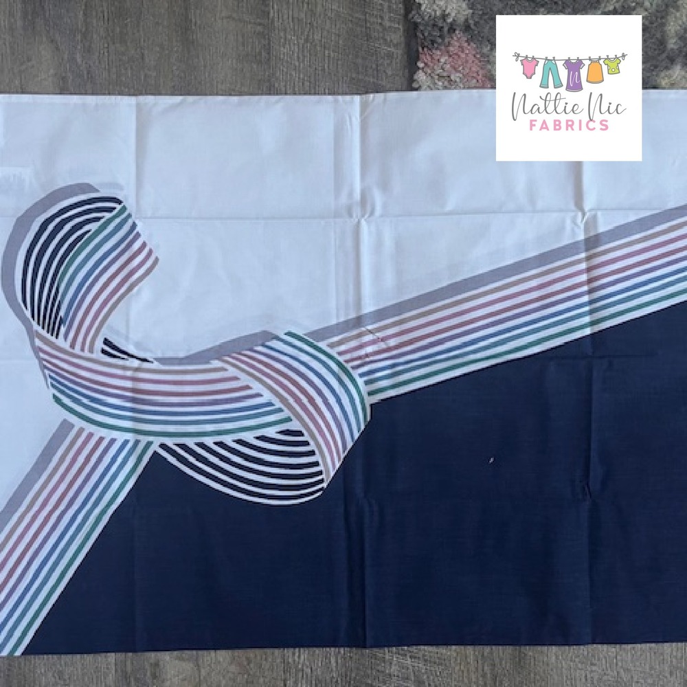 2 Vintage Standard Size pillowcases, New York Ribbon‎ Stripe, Wamsutta, navy