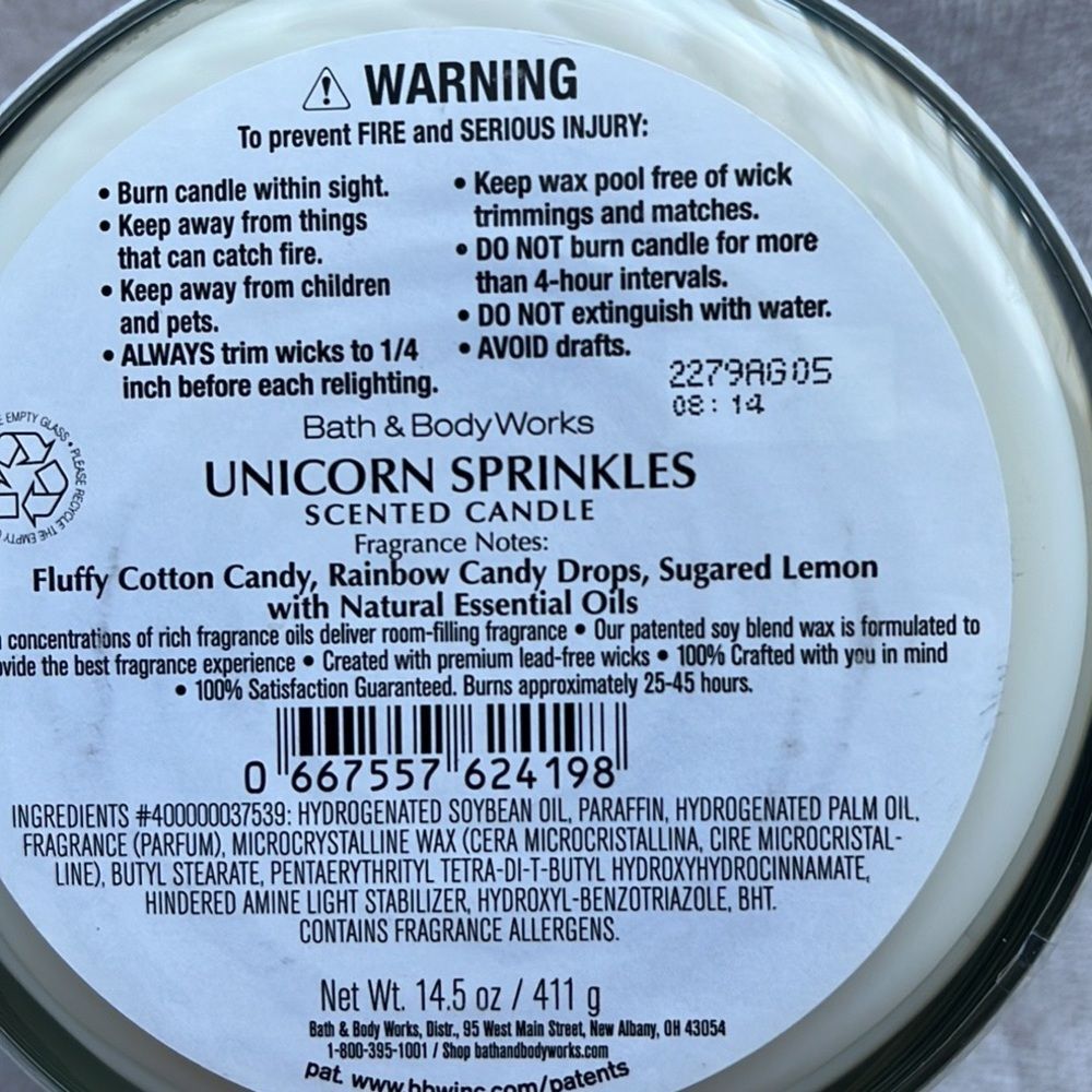 Bath & Body Works Unicorn Sprinkles Candle - Picture 3 of 3