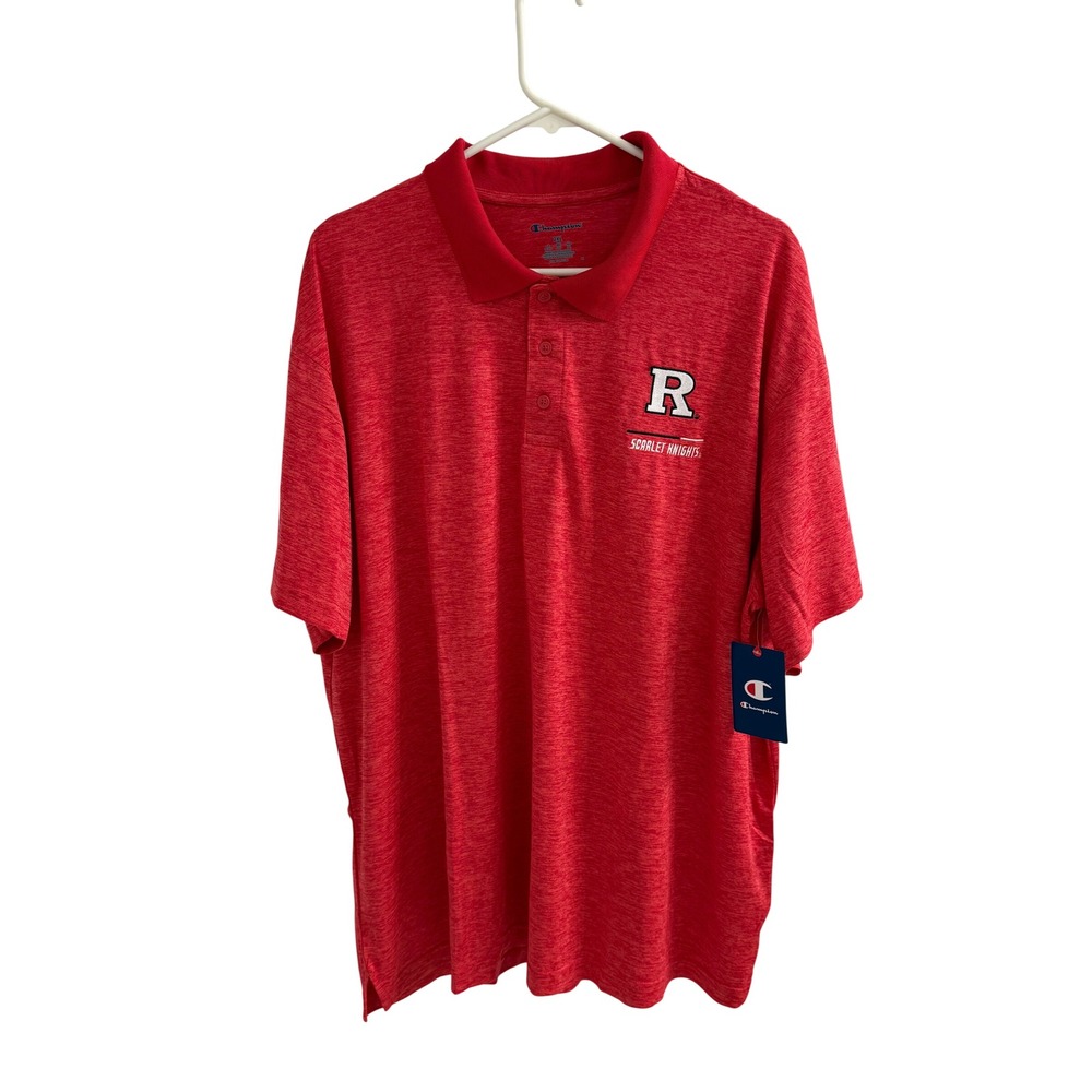 Champion Rutgers Scarlet Knights Mens 2XL Red Heather Polo Shirt New With Tags