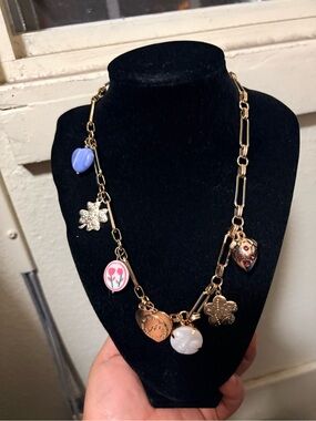 Universal Thread Goldtone Chain Necklace with Pink and Blue Charms