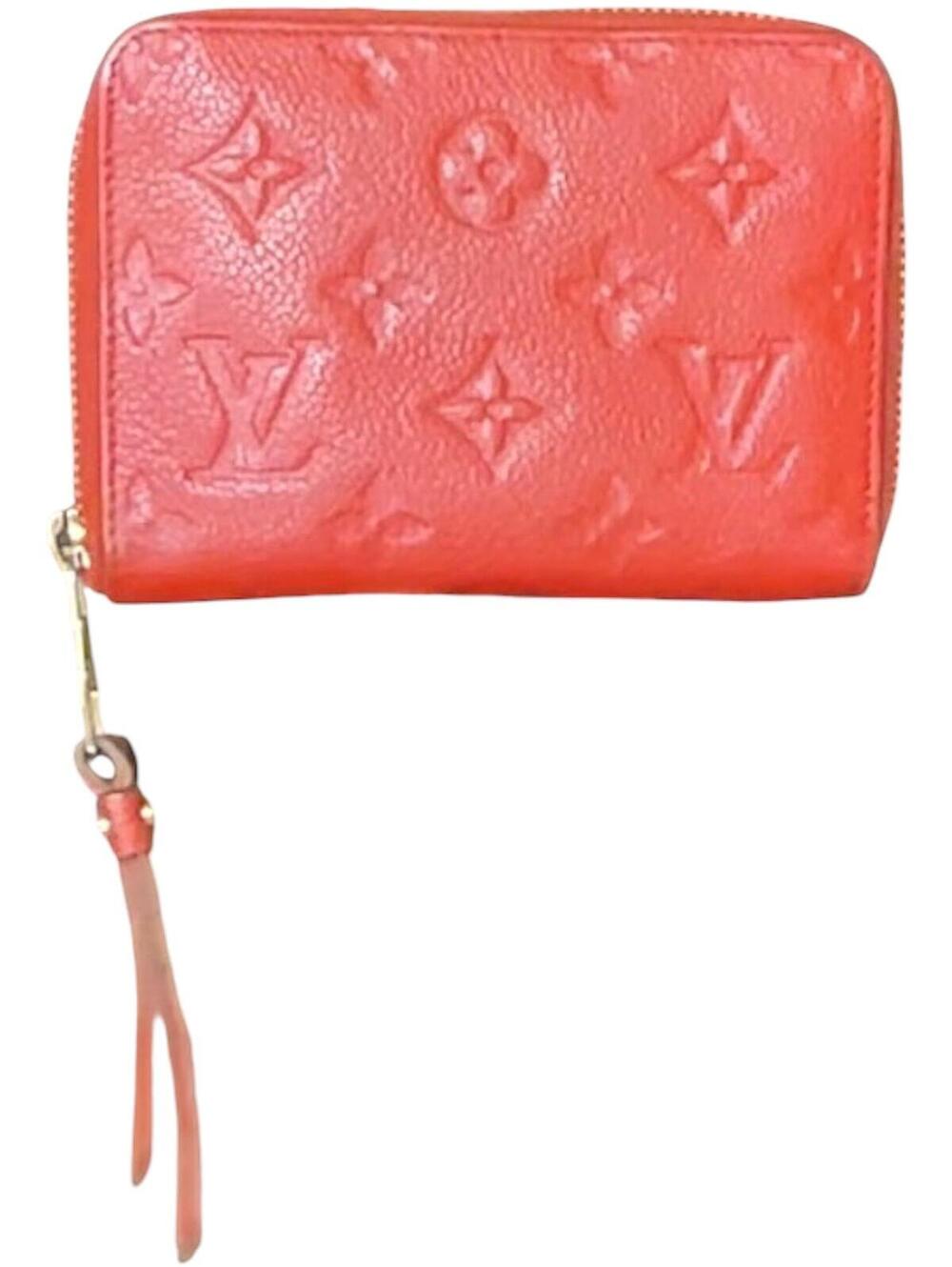 Louis Vuitton Red Monogram Embossed Leather Zip Wallet