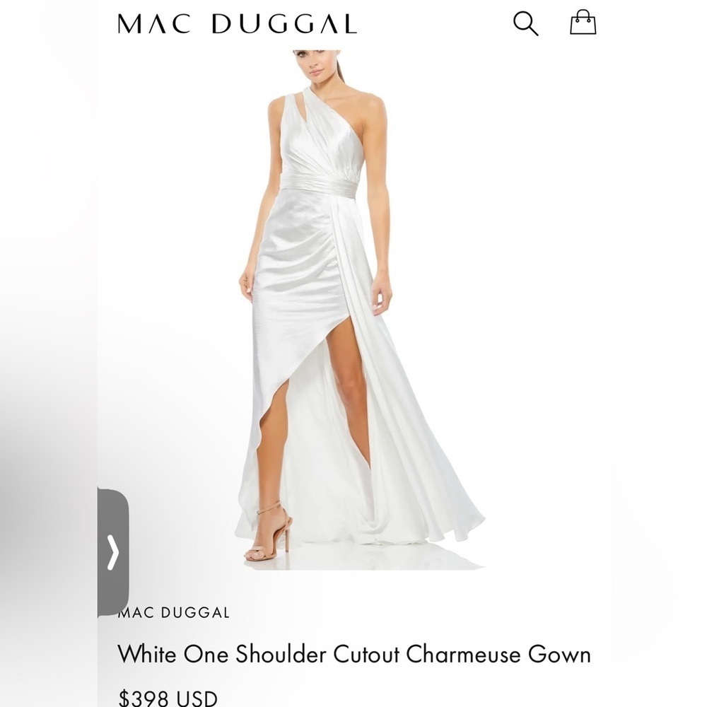 MacDuggal One Shoulder Cutout Charmeuse White Gown NWT